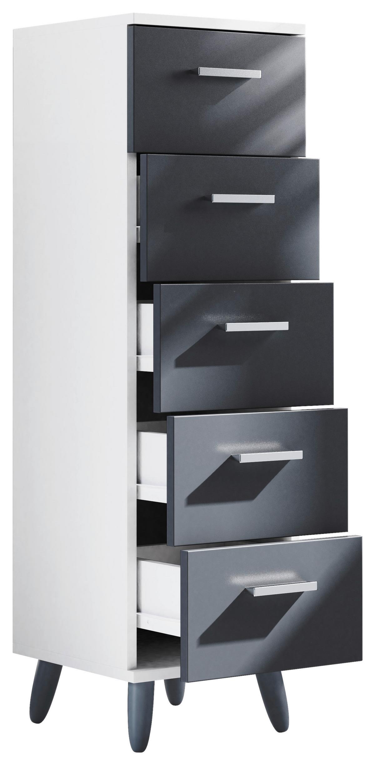 Midischrank Landos ca. 30x1800 cm Anthr./Weiß - Anthrazit/Silberfarben, MODERN, Holzwerkstoff/Kunststoff (30/100/30cm) - MID.YOU