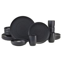 Kombiservice Uno Lava Stone in Schwarz 16-teilig - Anthrazit, MODERN, Keramik - Creatable