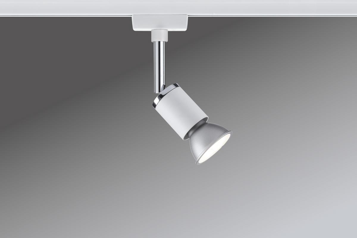 Schienensystem-Strahler Spot Pure II in Weiß/Chromfarben - Chromfarben/Weiß, Design, Metall (5,8/11/6,6cm) - Paulmann