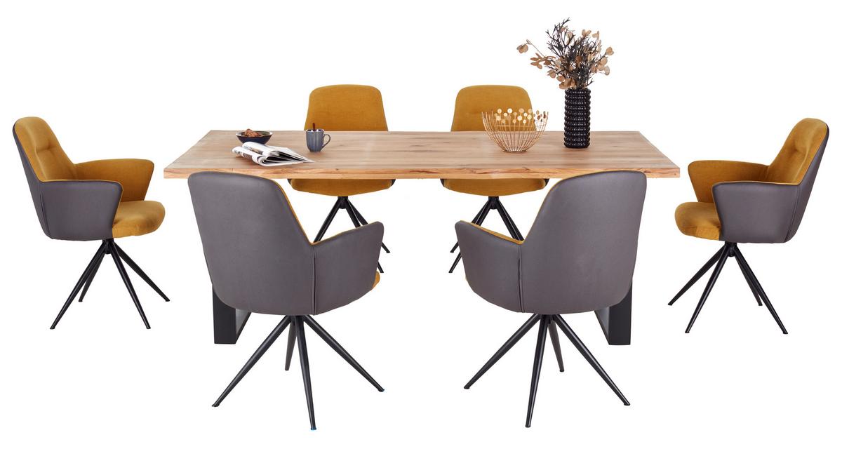 Masă WOOD 200 - culoare natur/negru, Konventionell, lemn/metal (200/75/100cm) - James Wood