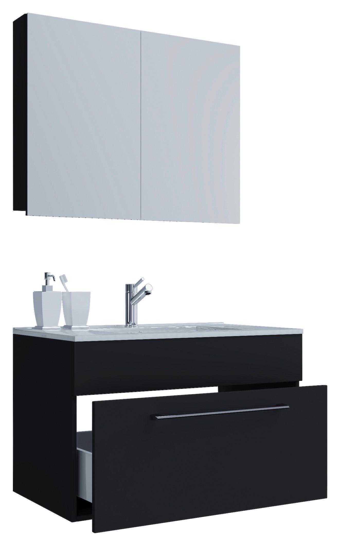 Kopalnica Badinos, Črna, Bela - črna/bela, Moderno, kovina/leseni material (60cm) - MID.YOU