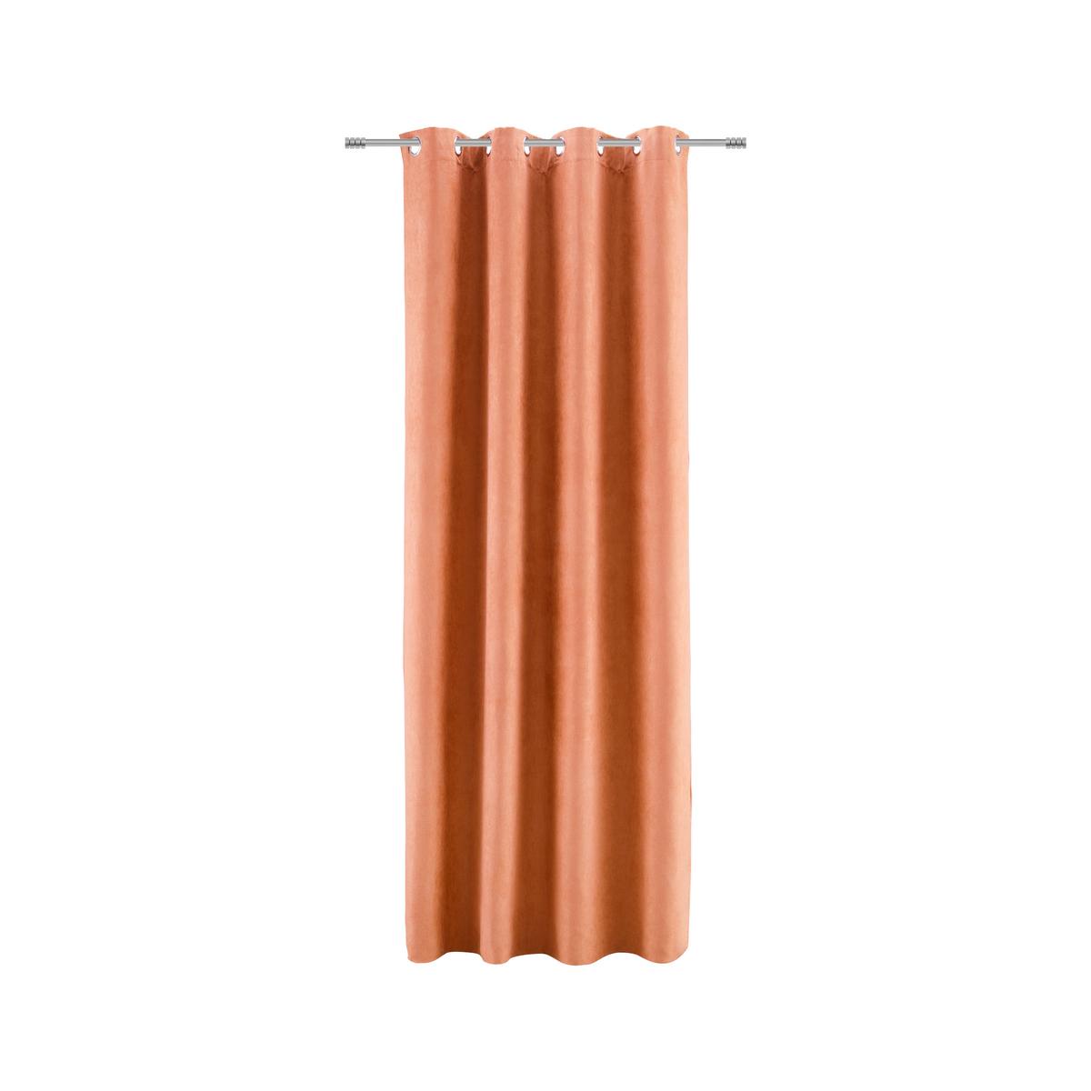 ZAVESA Z OBROČKI VELOURS - terakota, Konvencionalno, tekstil (140/245cm) - Modern Living