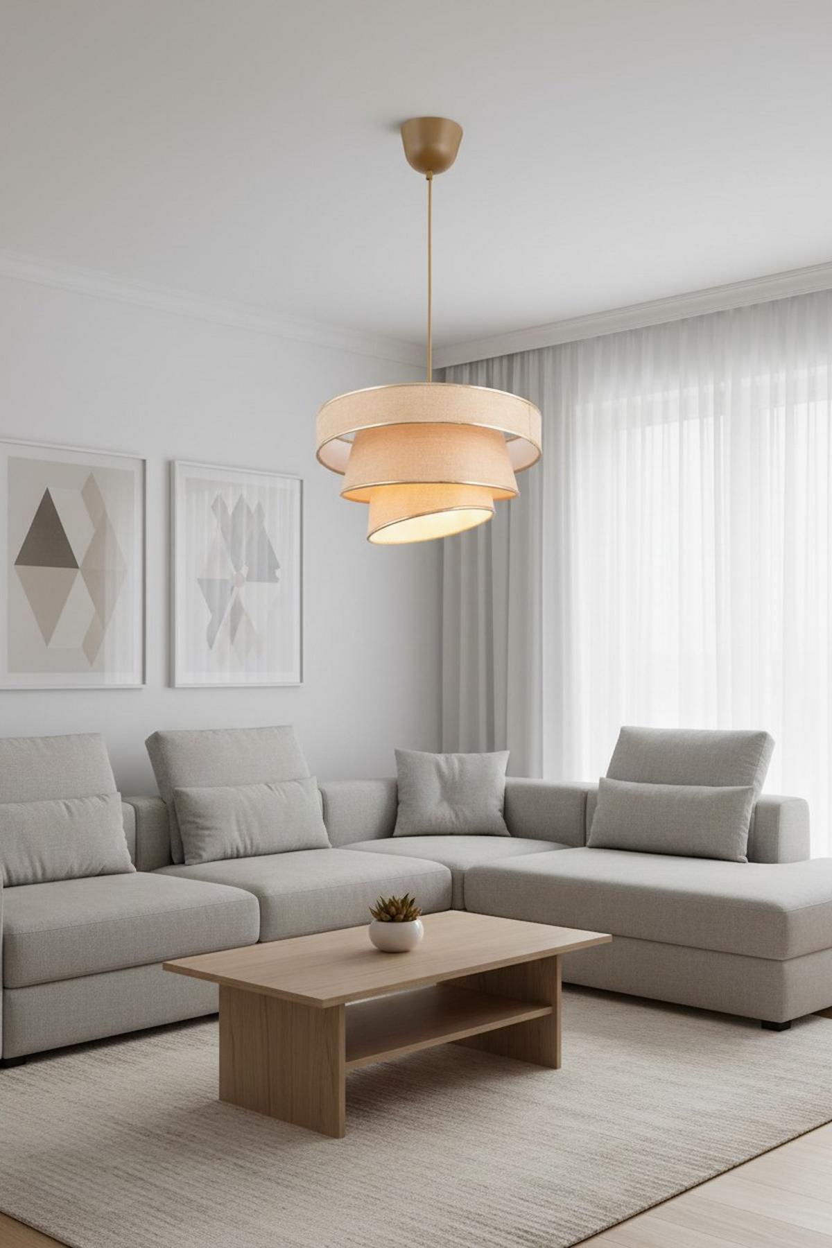 LAMPA WISZĄCA PEGGY - kremowy, Trend, tworzywo sztuczne/metal (40/125cm) - Novel