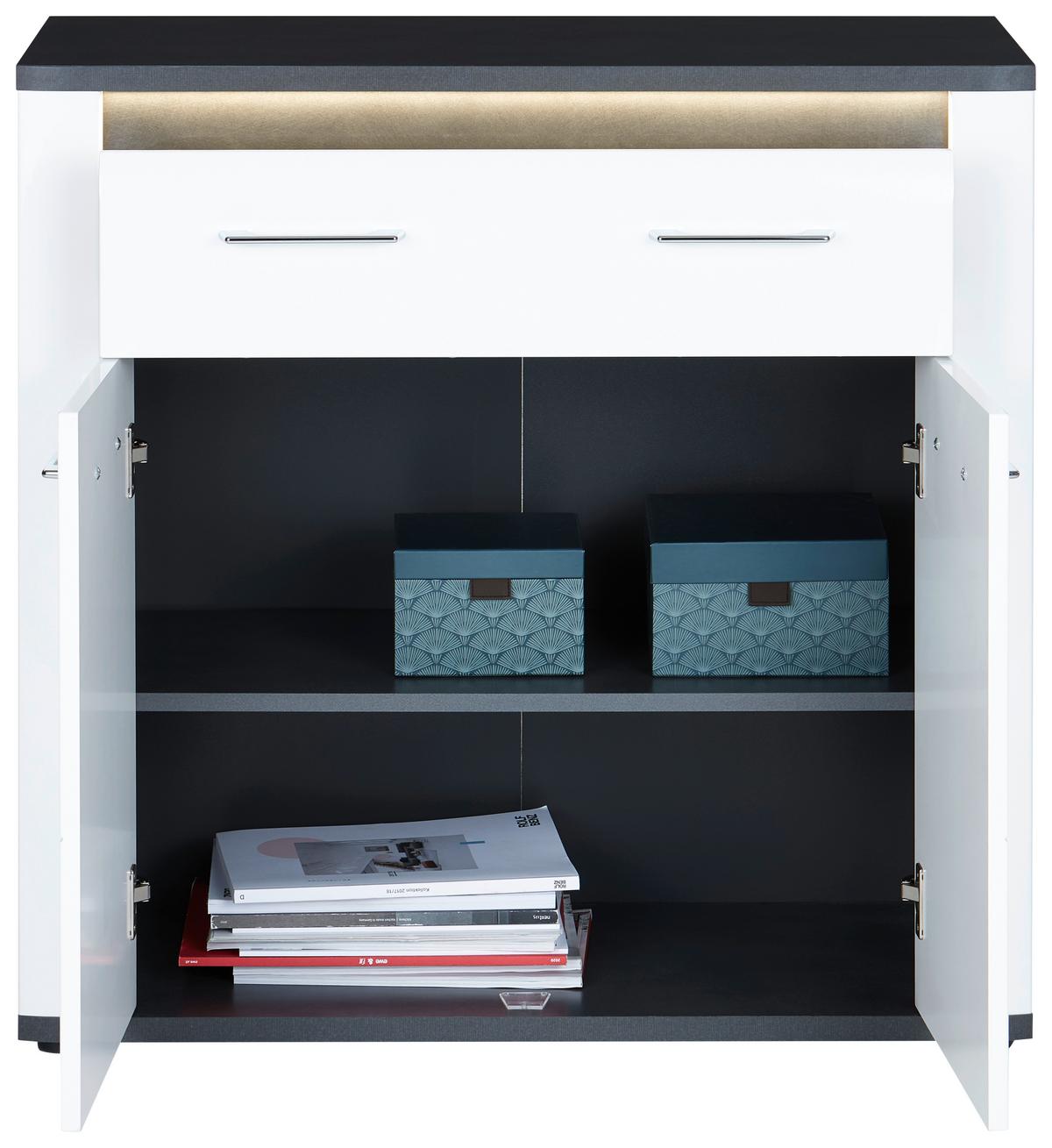 Komoda Alassio - barve kroma/črna, Moderno, kovina/umetna masa (85/86,2/37,6cm) - Mömax