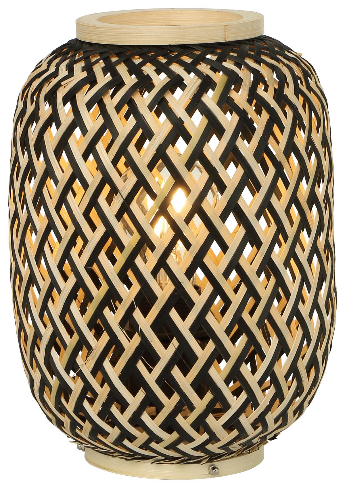 Namizna Svetilka Zuro, Bambus, 40 W - črna/naravne barve, Romantika, kovina/naravni materiali - Modern Living