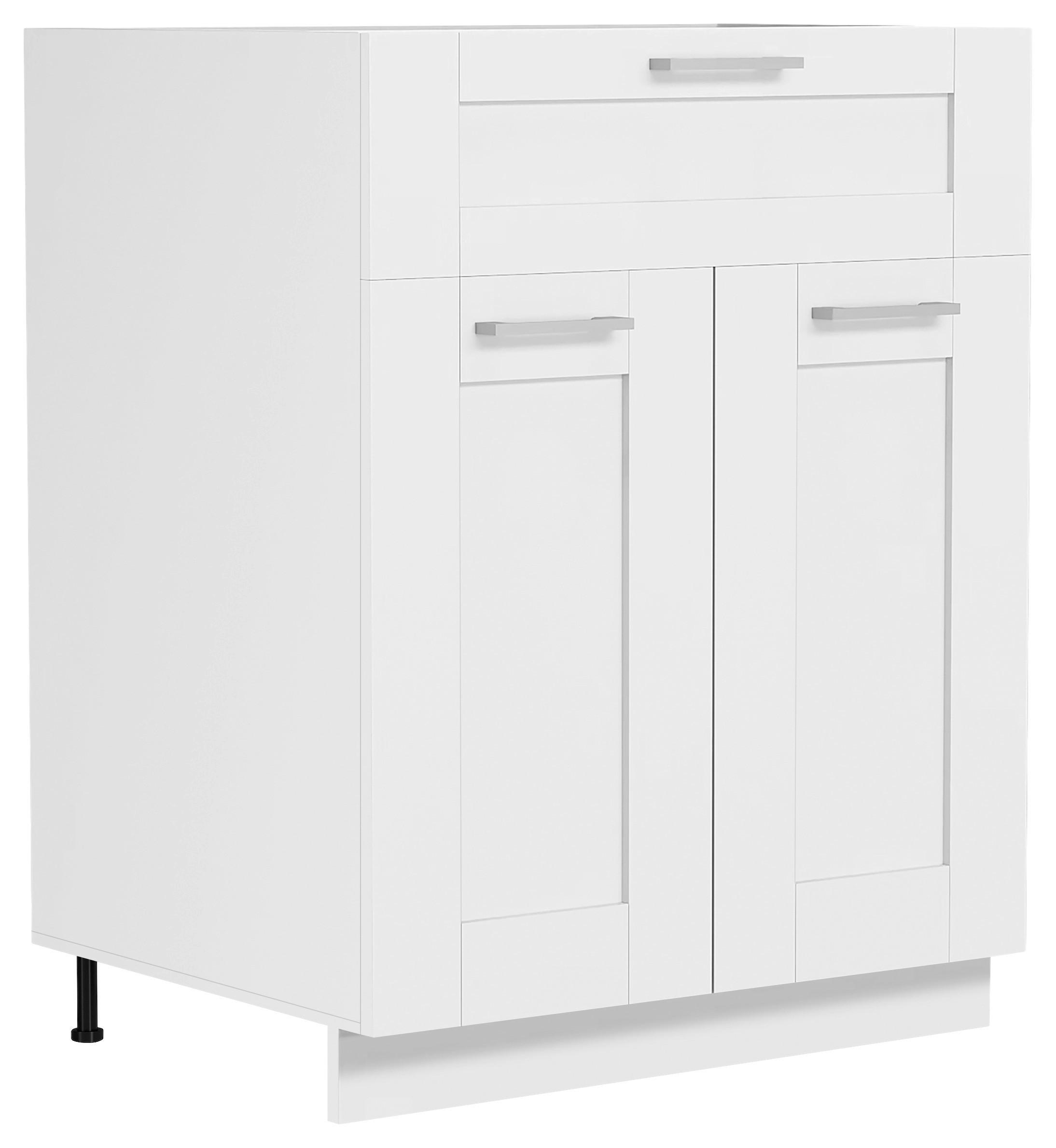 KÜCHENUNTERSCHRANK COLURA - Weiss/Silberfarben, Trend, Holzwerkstoff/Kunststoff (60/82/46cm) - MID.YOU