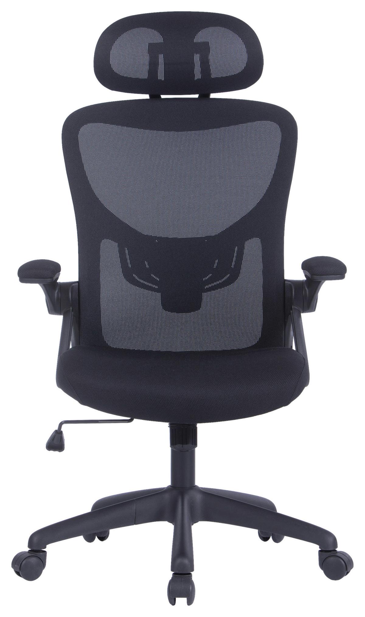 Bürostuhl Flex mit Armstützen Schwarz bis 110 kg - Schwarz, KONVENTIONELL, Kunststoff/Textil (62/111 - 119/66cm) - MID.YOU