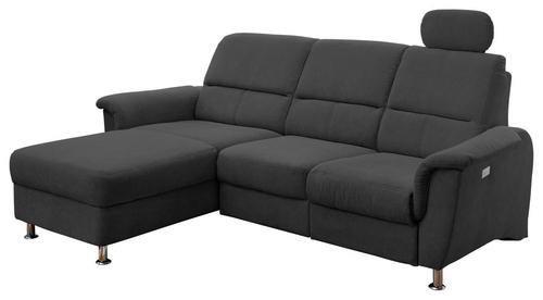 Ecksofa mit Relaxfunktion + USB Anschluss Parole, Mikrof. - Chromfarben/Schwarz, MODERN, Textil/Metall (165/231cm) - Livetastic
