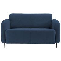 2-Sitzer-Sofa Marone Blau Teddystoff - Blau/Schwarz, MODERN, Textil/Metall (140/76/90cm) - Livetastic