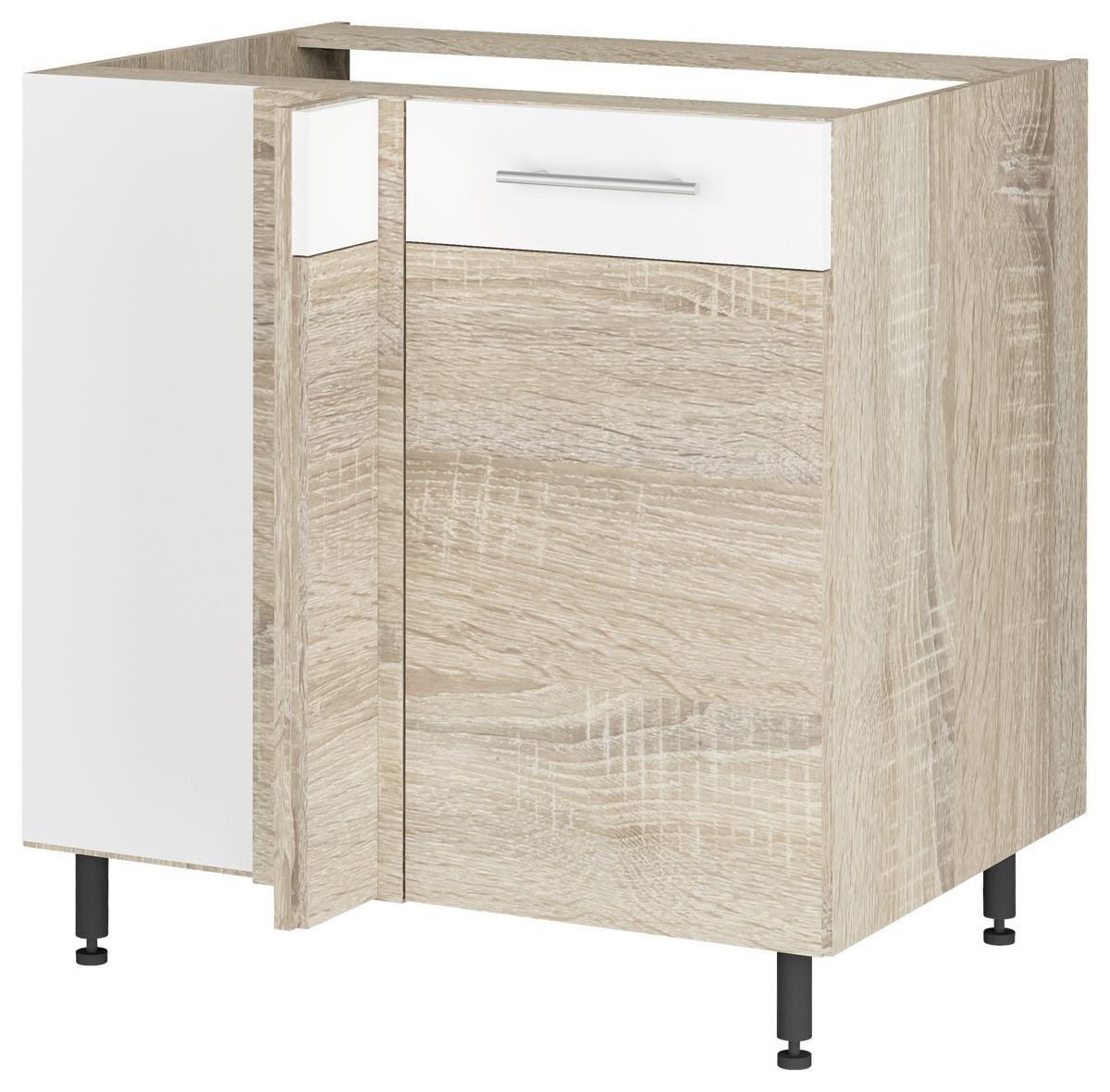 Ormar Kutni Donji Corina - bijela/hrast Sonoma, Moderno, metal/drvo (80(100)/82,4/58cm) - Based