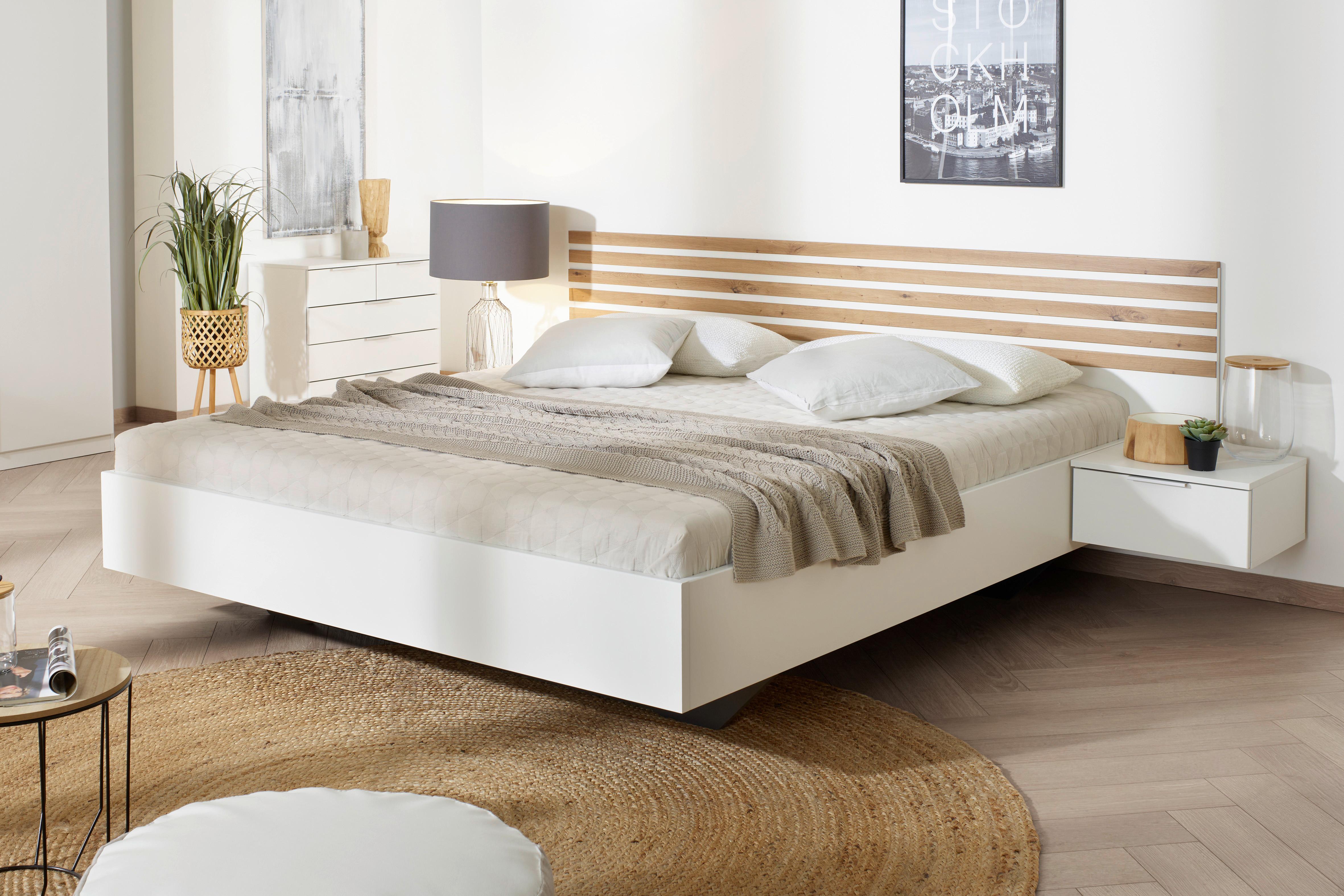 Bettanlage Lamella ca. 180x200 cm Weiß/Eiche Artisan - Weiß/Eiche Artisan, MODERN, Holzwerkstoff (180/200cm) - Rauch Möbel