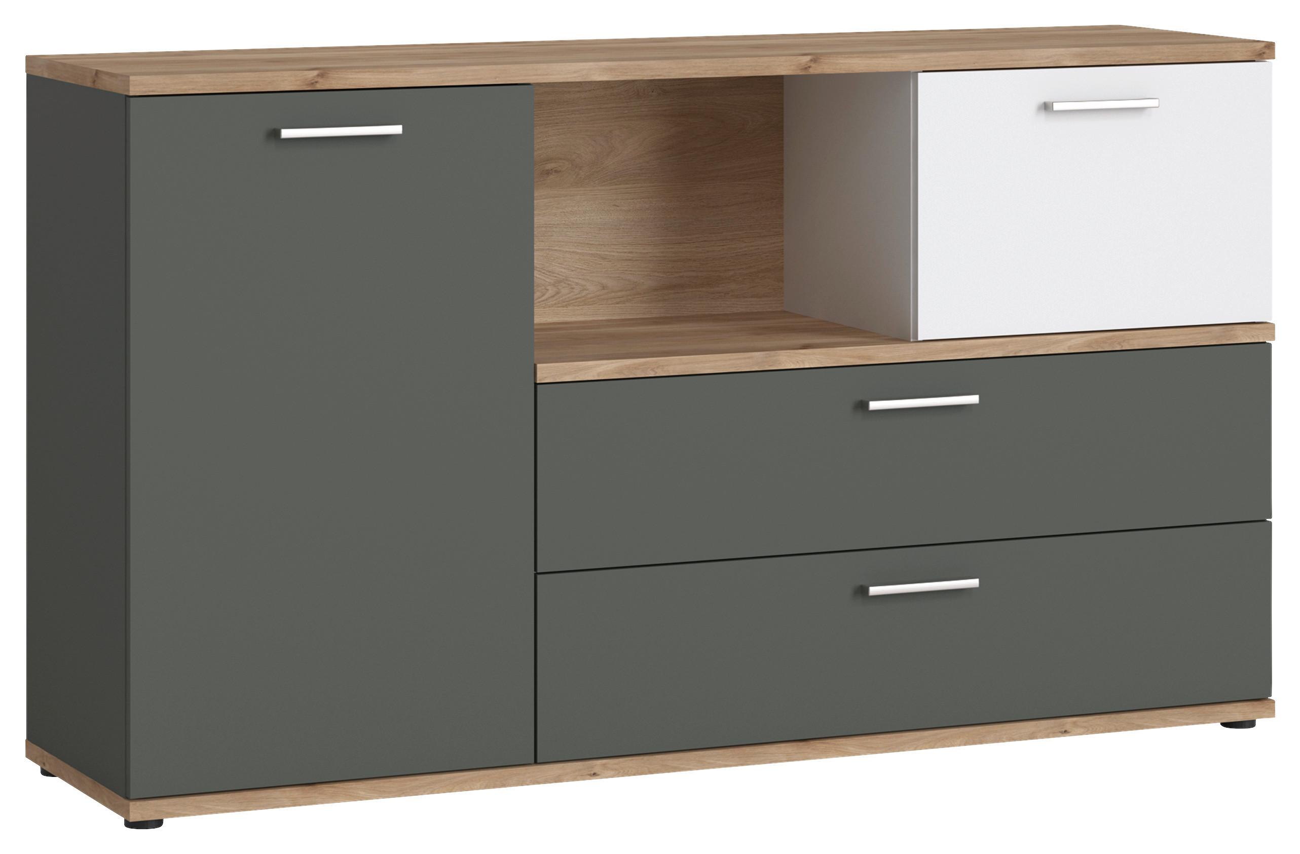 Komoda Twenty - bijela/boje grafita, Moderno, drvni materijal/plastika (150/86/40cm) - Modern Living