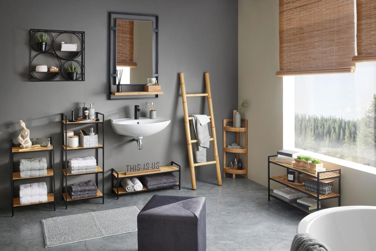 Schuhregal in Braun/Schwarz - Schwarz/Braun, Modern, Holz/Metall (74/29/26cm) - ecoTree