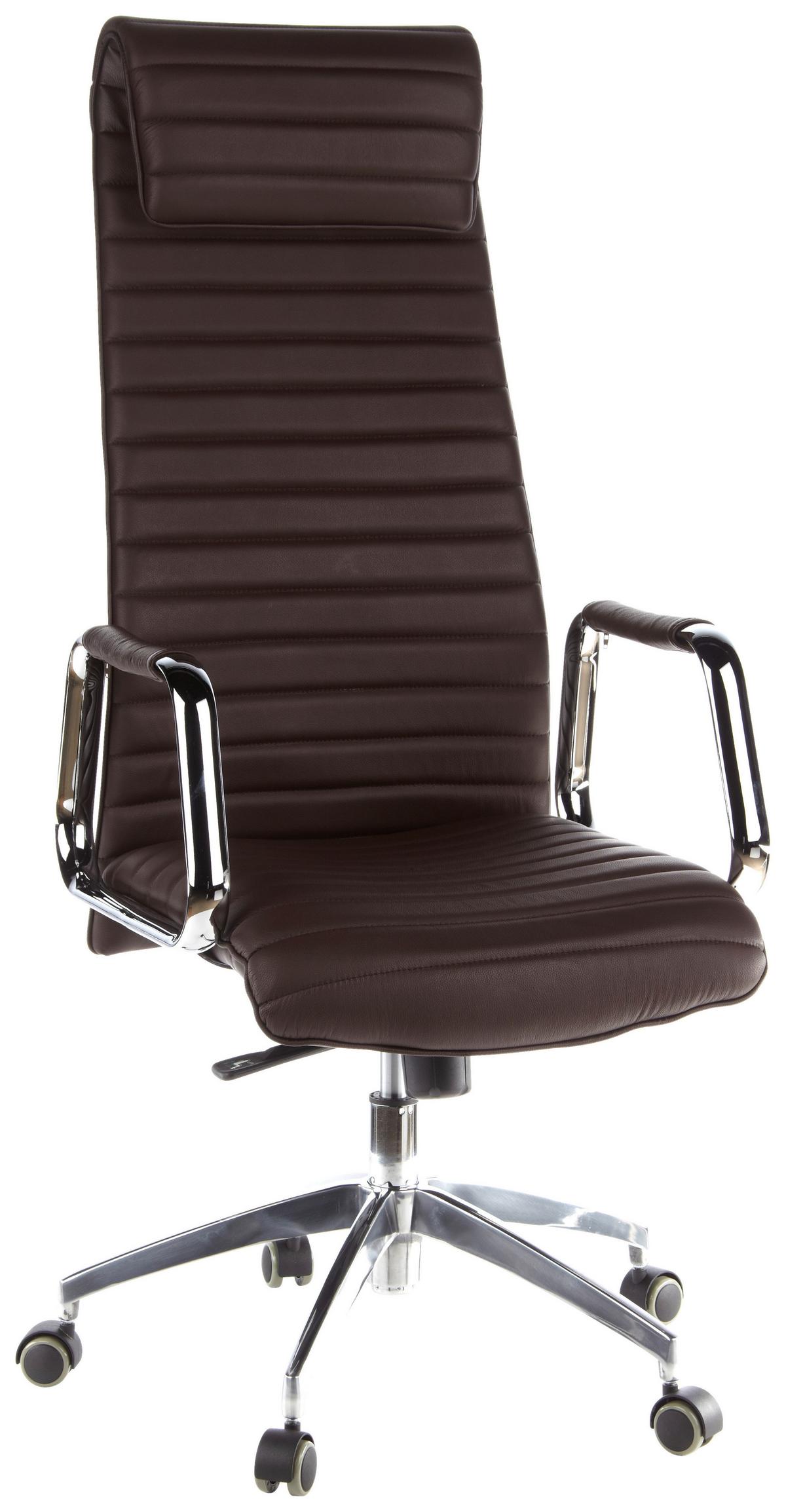 Drehstuhl Aspera 20 Silberfarben/Dunkelbraun - Dunkelbraun/Silberfarben, MODERN, Leder/Kunststoff (59/139/50cm) - MID.YOU