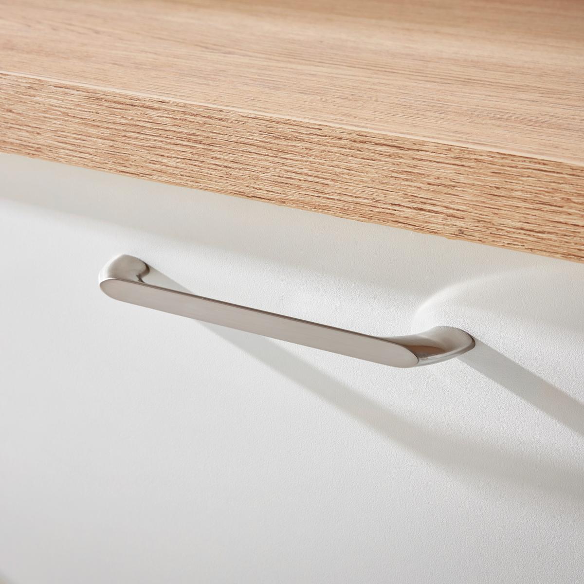 Küchenblock inkl. 4 E-Geräte PN 80/100 Weiß - Edelstahlfarben/Eichefarben, MODERN, Holzwerkstoff/Metall (280cm) - Pino