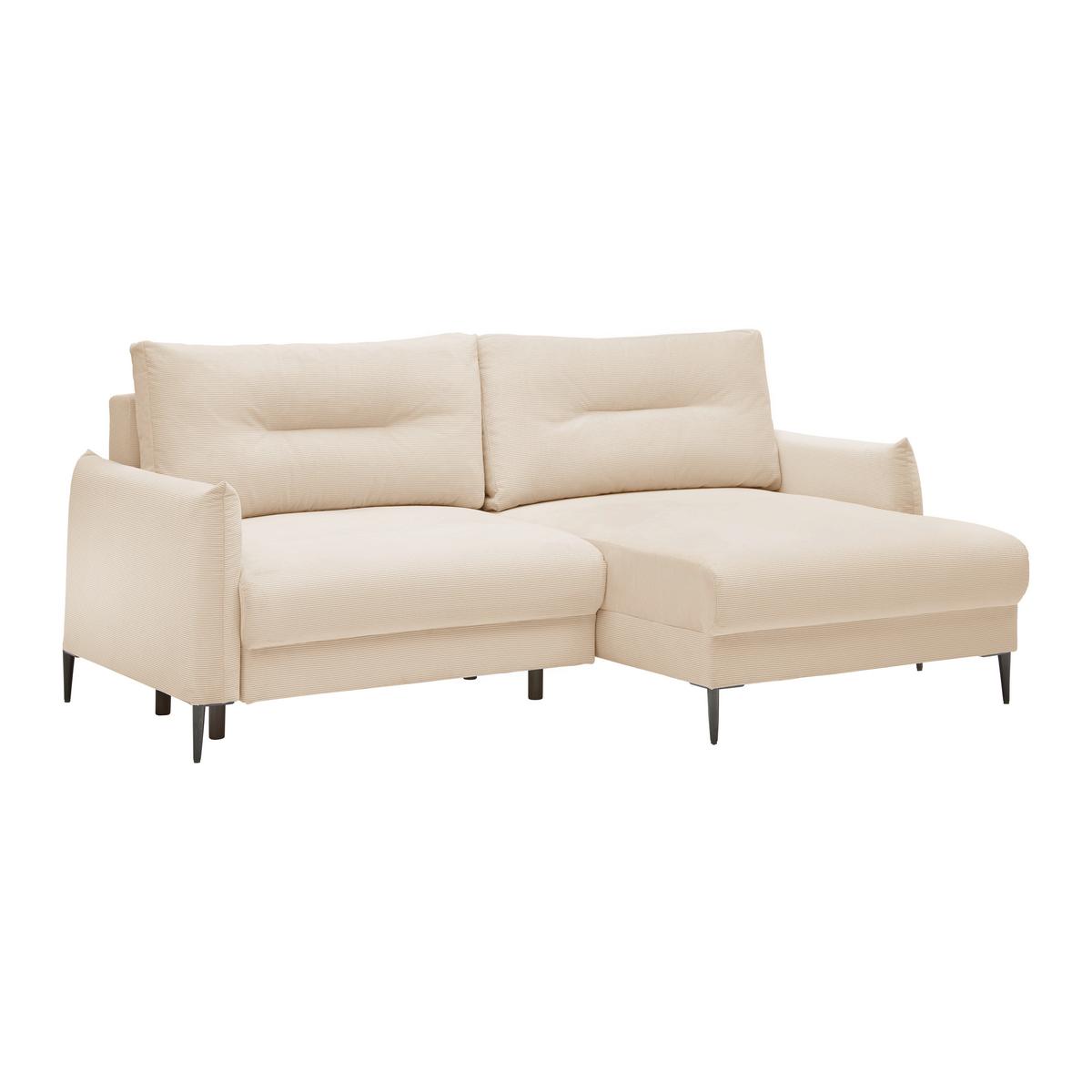 Ecksofa Domingo Beige - Beige/Schwarz, MODERN, Textil/Metall (221/94/142cm) - Mömax
