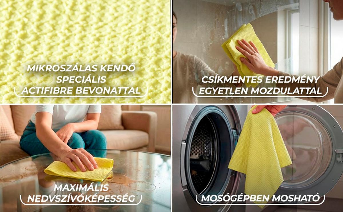 Mikroszálas Kendő Actifibre Pro Glass & Windows - sárga, Basics, műanyag (32/34,5cm) - Vileda