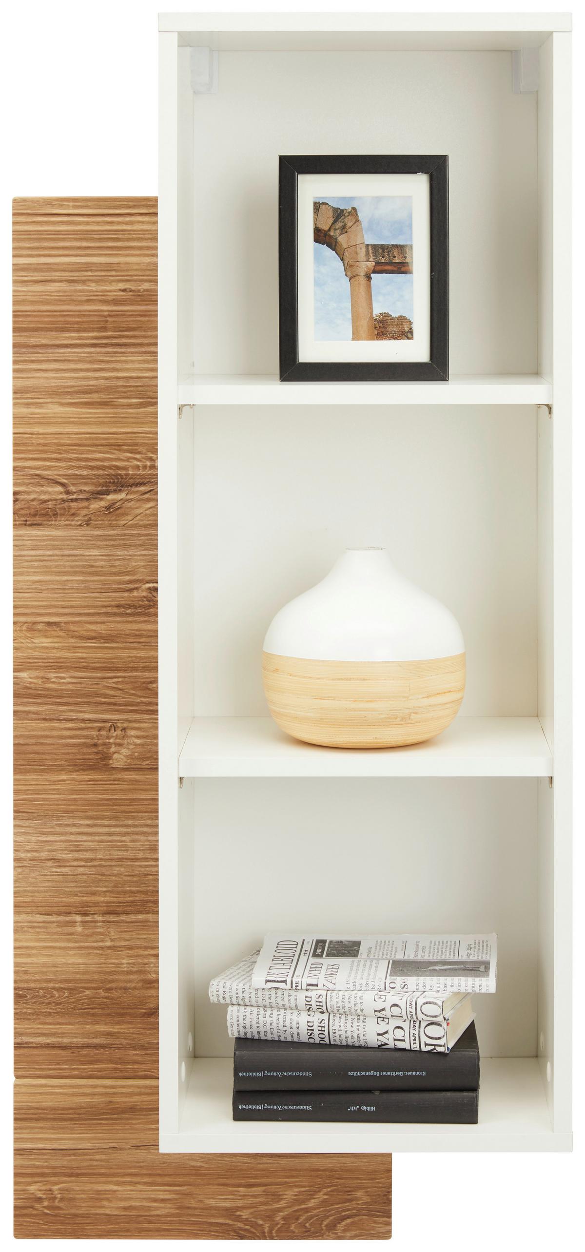 Raft de perete Leonardo - alb/culoare lemn stejar, Modern, material pe bază de lemn (50/97/25cm) - Modern Living