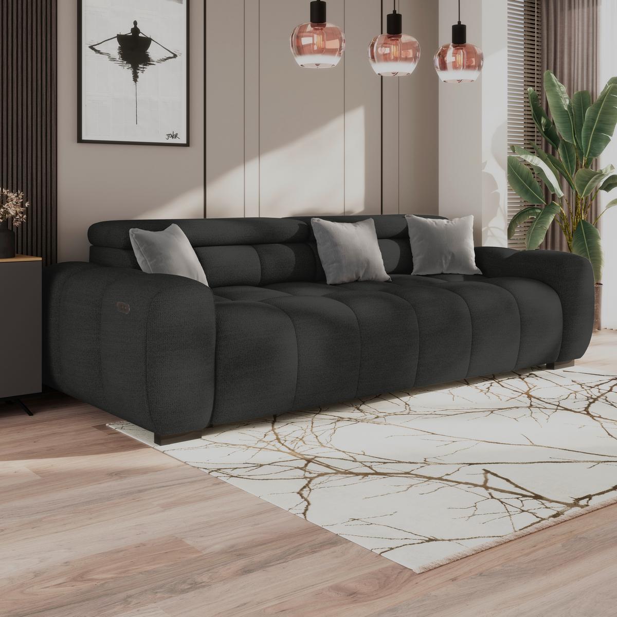 Velika Sofa Bull - crna, Design, tekstil/plastika (248/77-97/108cm) - Luca Bessoni