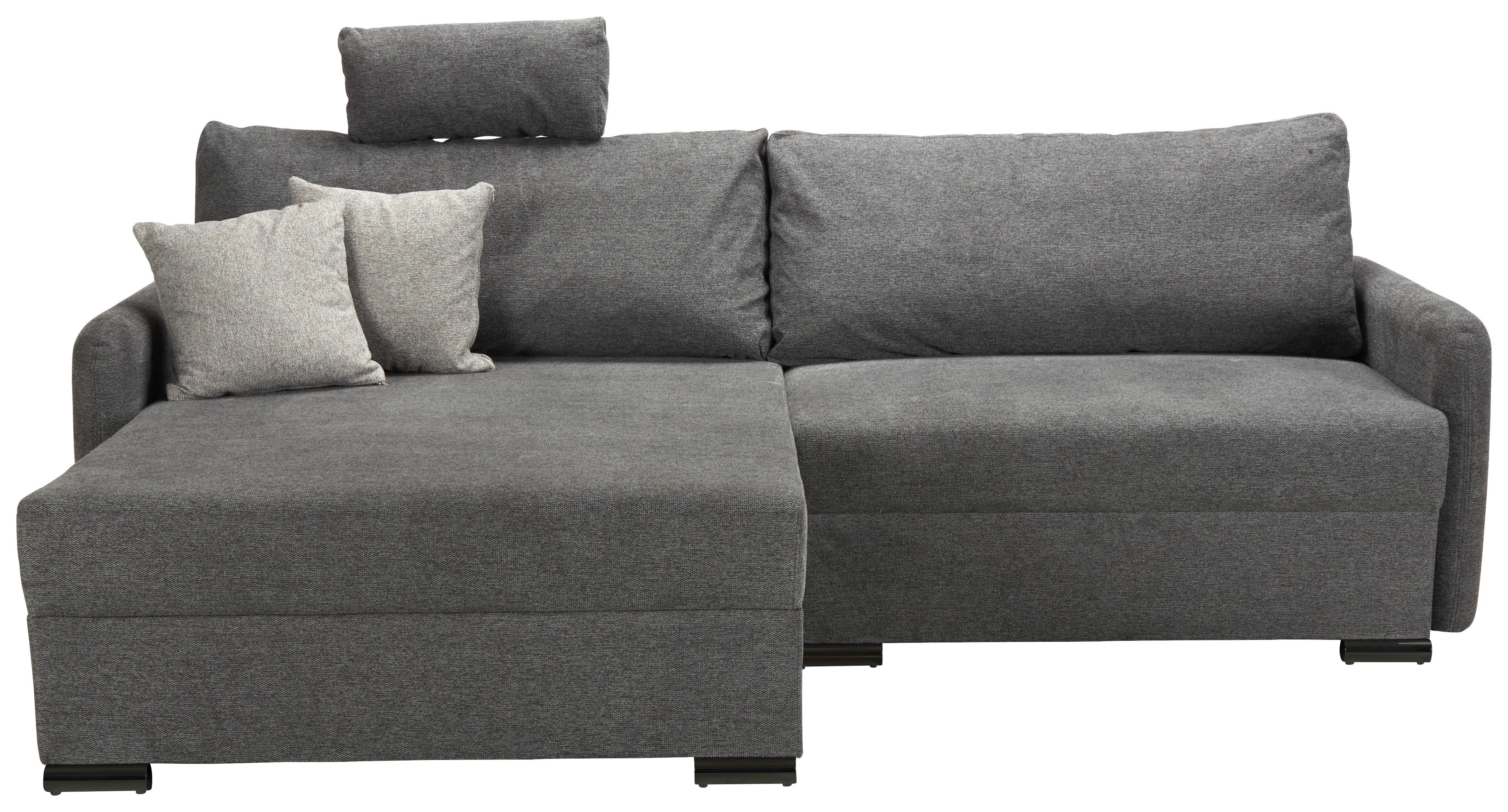 Sedežna Garnitura Lyon C, Temno Siva, Ležišče, Predal - temno siva/črna, Moderno, umetna masa/tekstil (242/102/167cm) - Modern Living