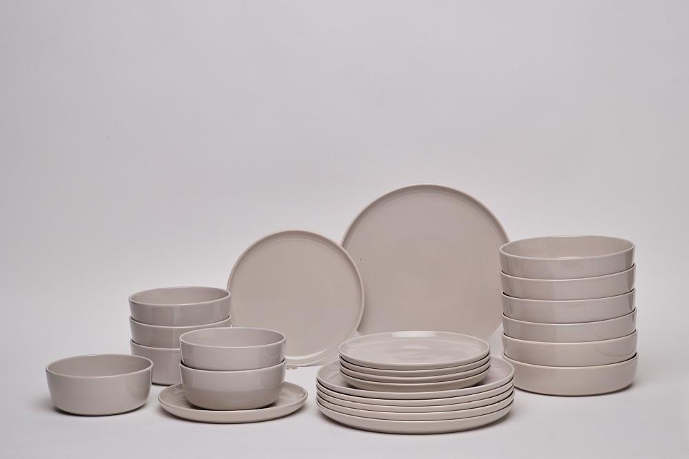 SERWIS OBIADOWO-ŚNIADANIOWY COLORI GRIGIO - szary, Trend, ceramika - Novel