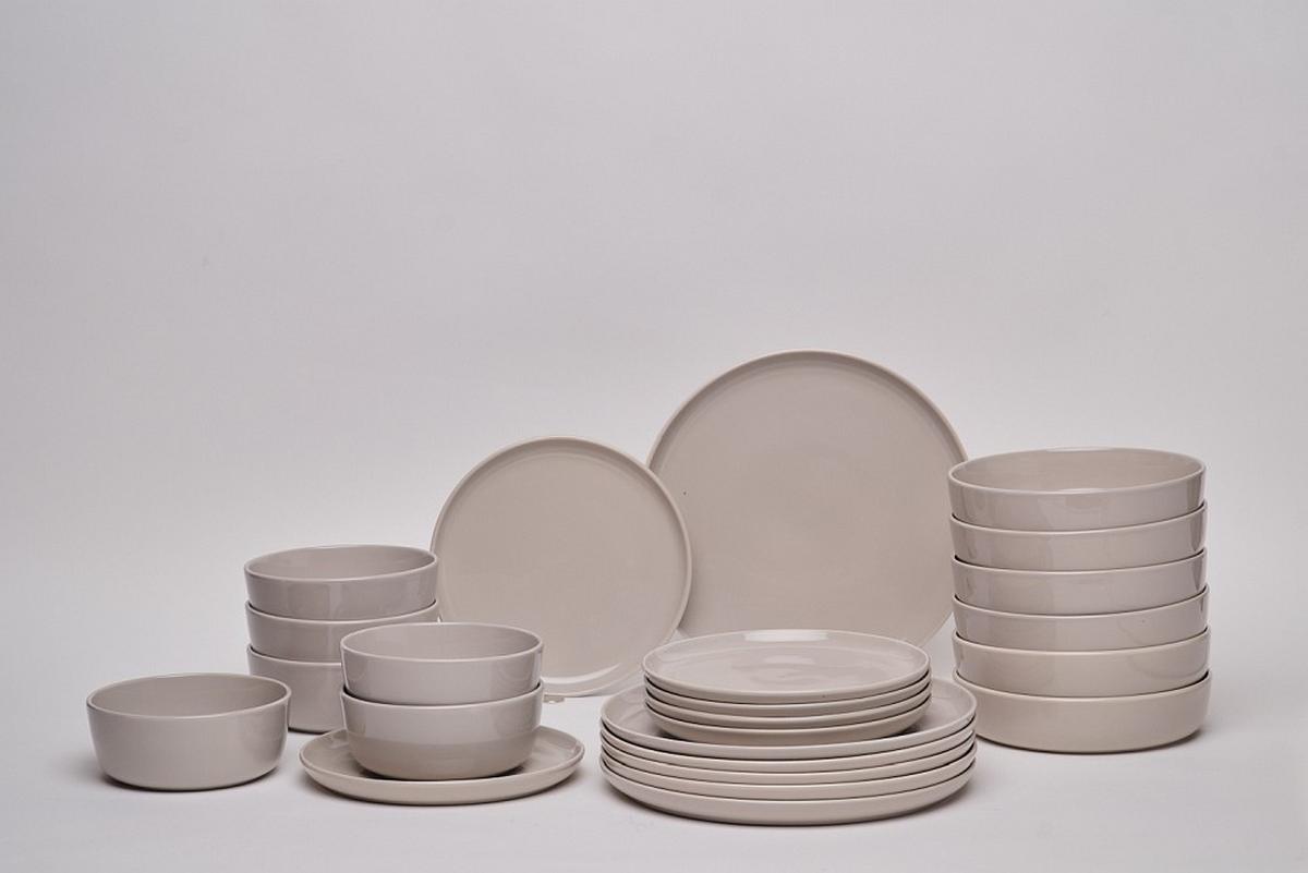 SERWIS OBIADOWO-ŚNIADANIOWY COLORI GRIGIO - szary, Trend, ceramika - Novel