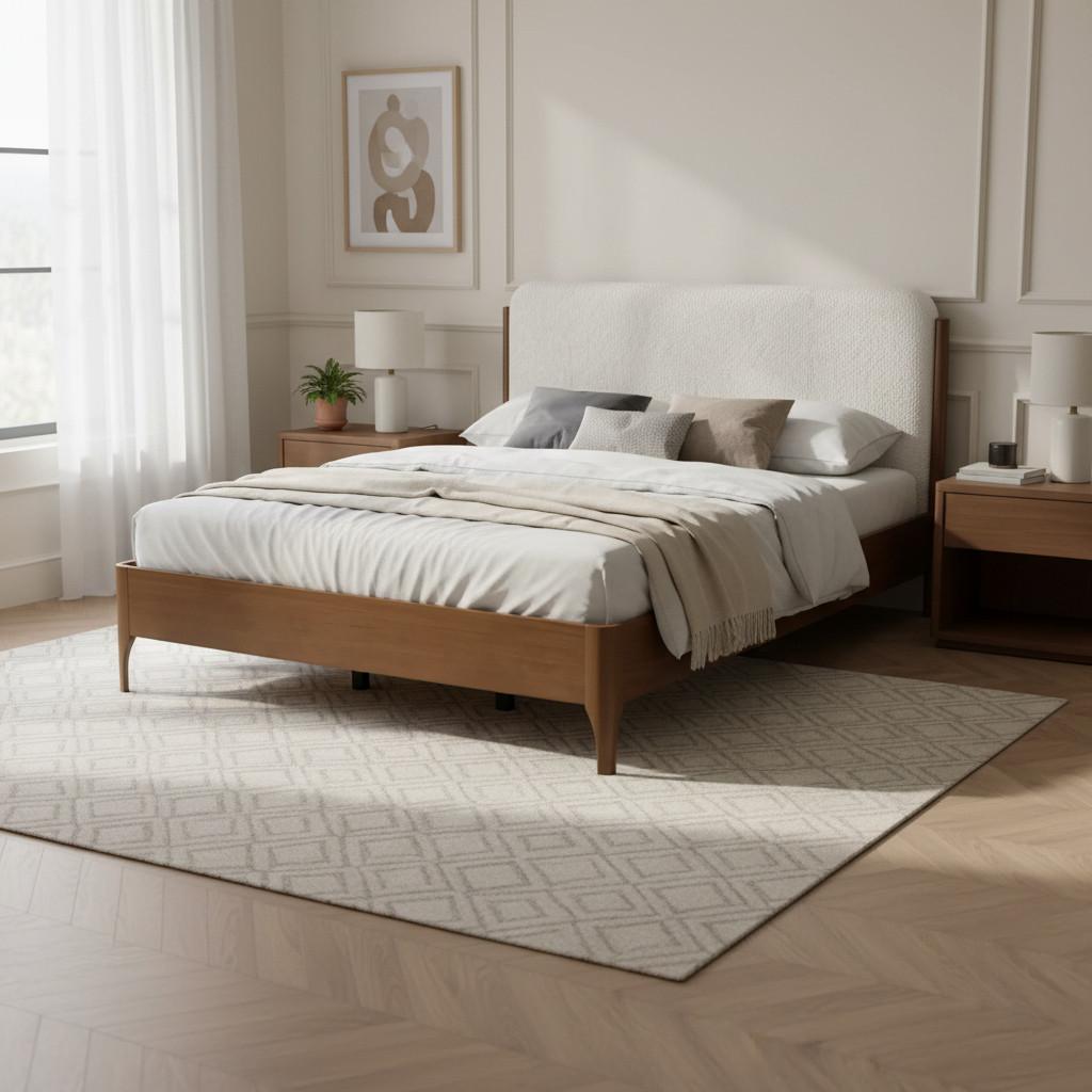 Holzbett Amina ca. 180x200 cm Elfenbein - Hellbraun/Elfenbein, Modern, Holz/Holzwerkstoff (180/200cm) - Bessagi Home