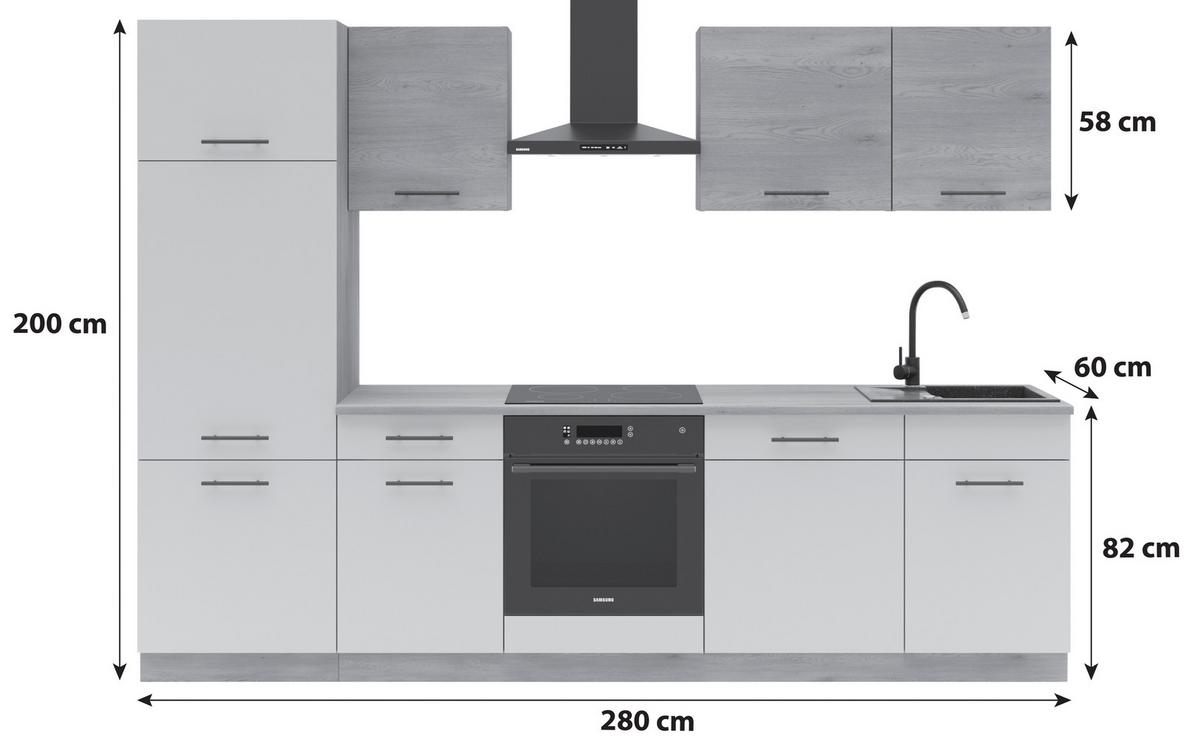Kuhinjski Blok Brez Aparatov Max Ii, 280cm - kašmir/črna, Basics, umetna masa/leseni material (280/200/60cm) - P & B
