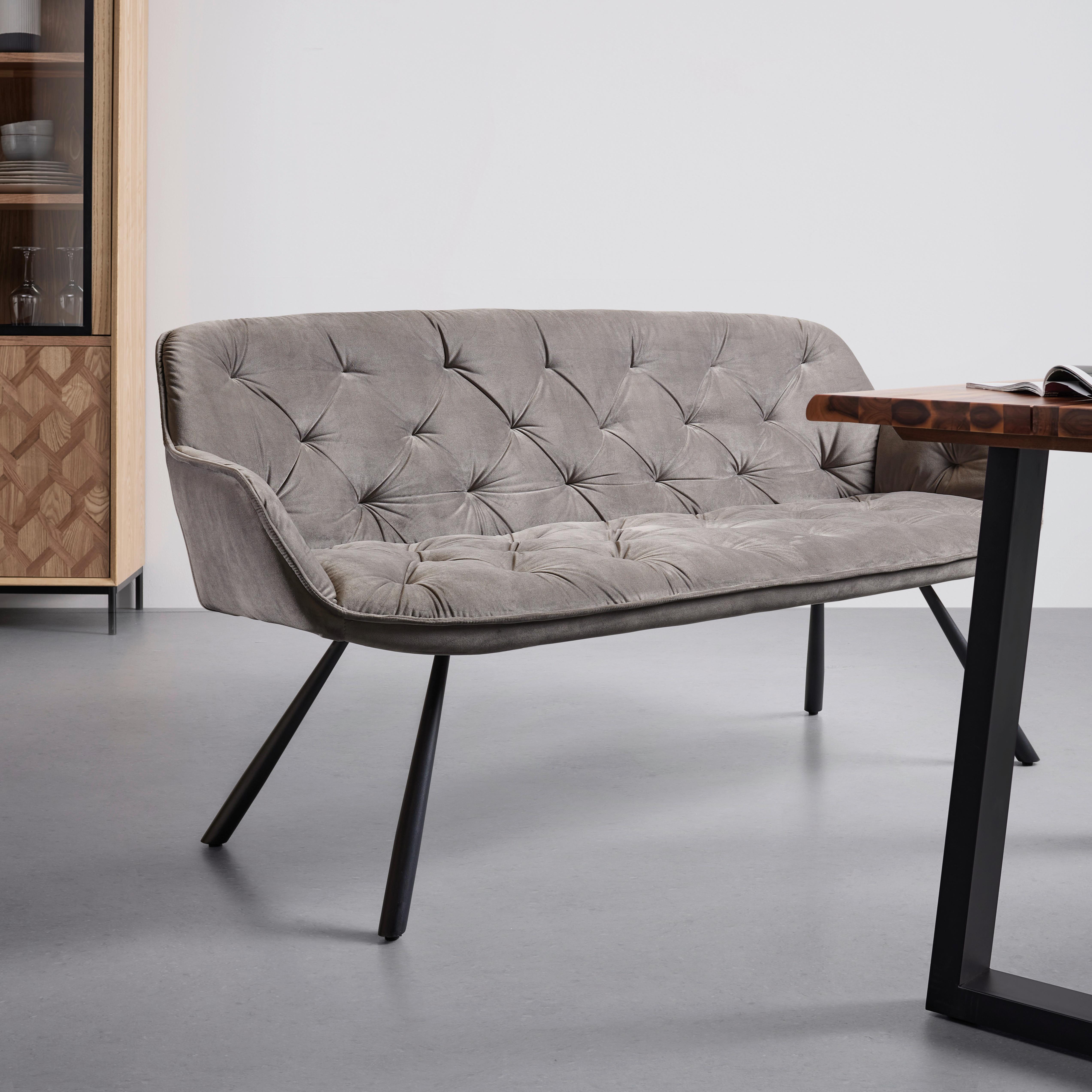 Sitzbank in Grau - Schwarz/Grau, MODERN, Textil/Metall (171/88/65cm) - Based