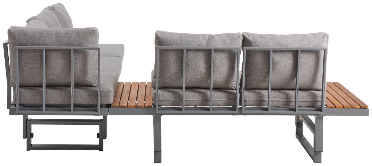 KOMPLET MEBLI TARASOWYCH PARIS - kolor drewna tekowego/szary, Modern, metal/drewno (110/45-63/48cm) - Ambia Garden