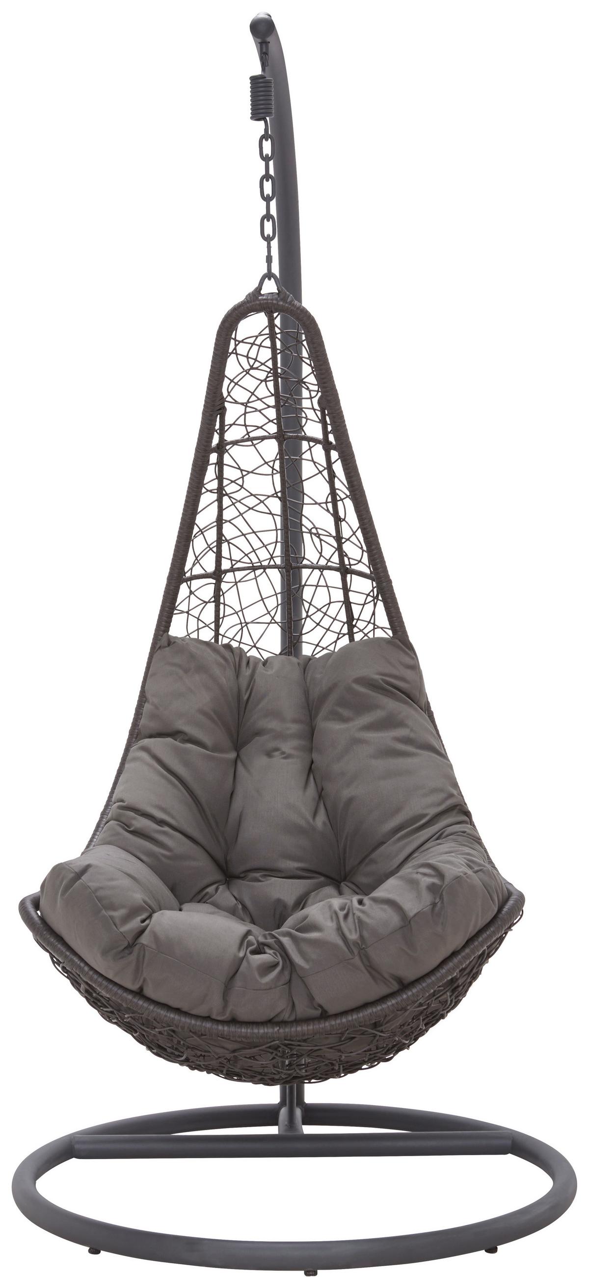 Hängesessel Rosi inkl. Kissen Outdoorstoff - Dunkelgrau, MODERN, Kunststoff/Textil (95/196/96cm) - Bessagi Garden