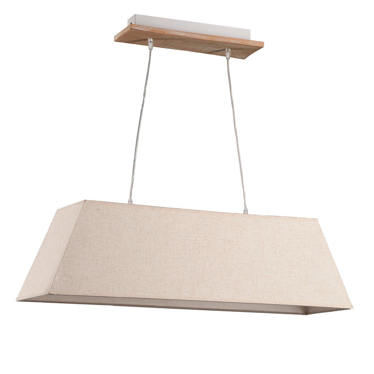 Hängeleuchte Miriel Weiß/Beige max. 22 Watt - Beige/Weiß, Natur, Holz/Textil (90/25/110cm)