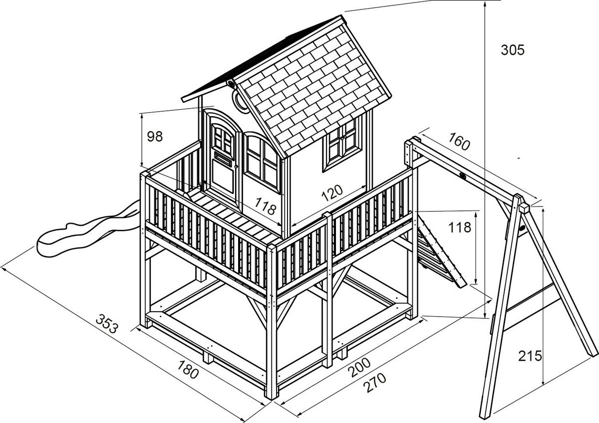 Spielturm Liam aus Zedernholz - Braun/Grün, Basics, Holz/Kunststoff (541/291/277cm) - Ambia Garden