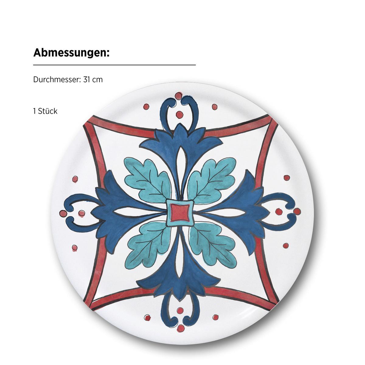 Pizzateller 935613 Margot Pizzatellerset - Weiss/Rot, Basics, Keramik (31cm) - Mäser