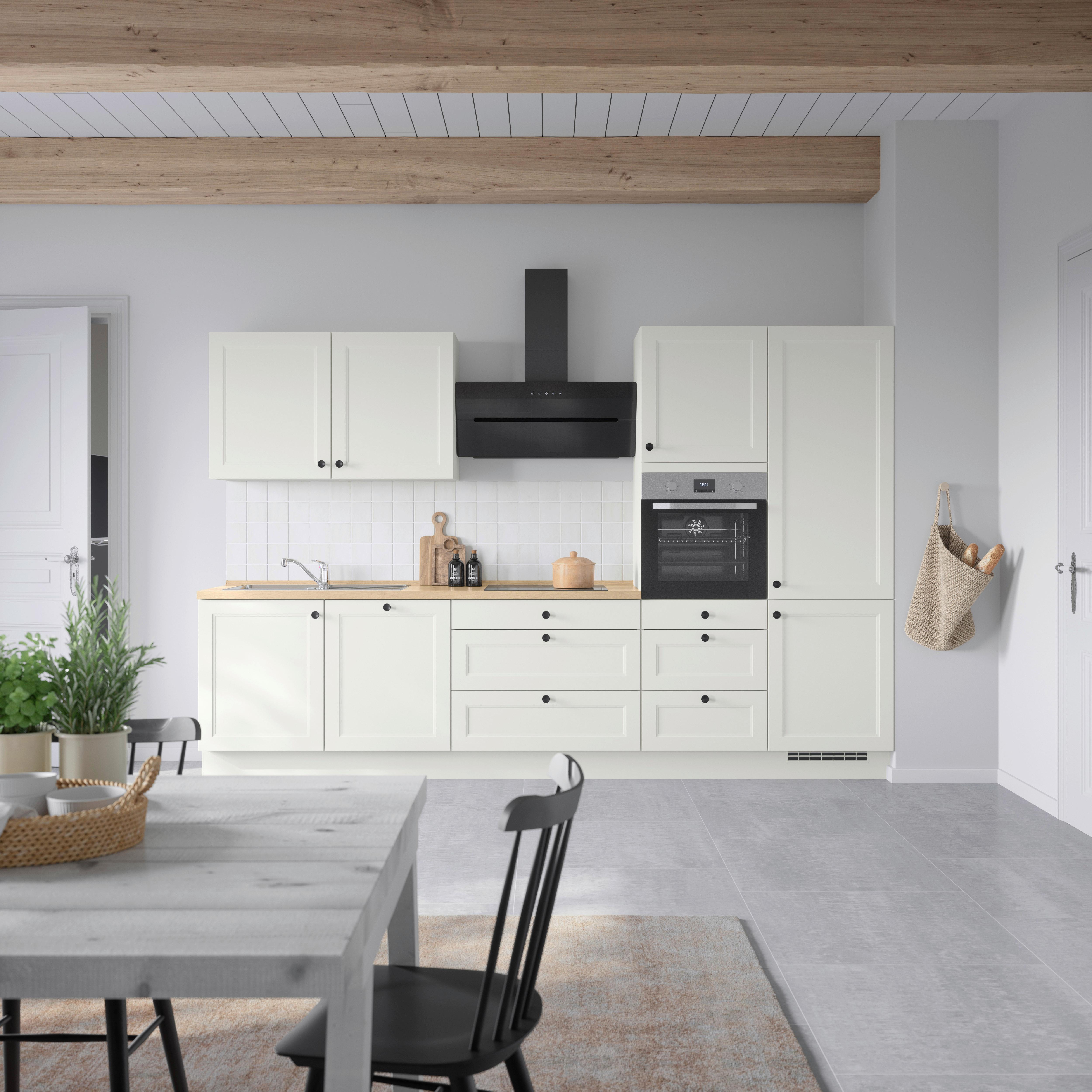 Küchenblock Cascada High m. Geräten Weiß - Eichefarben/Schwarz, MODERN, Holzwerkstoff/Metall (330cm) - Nobilia