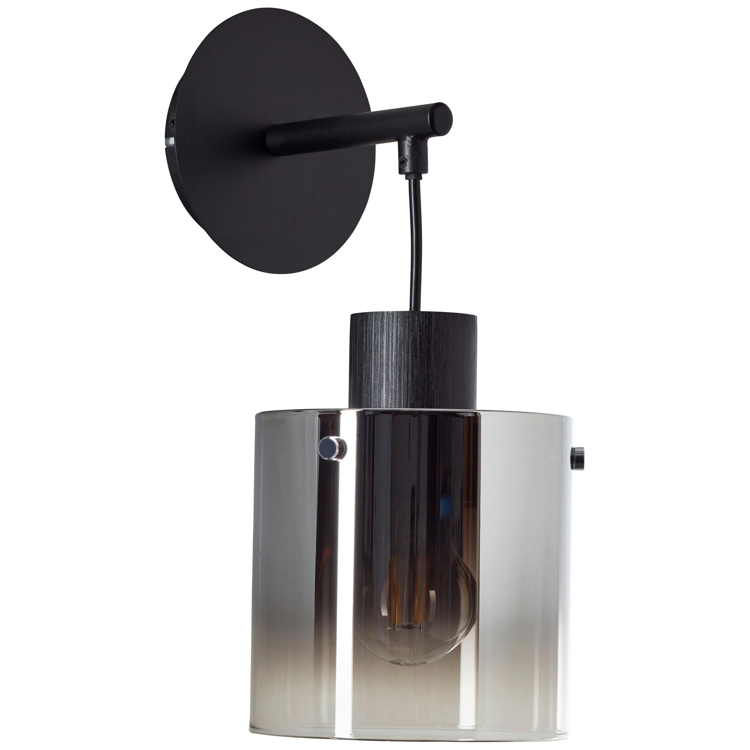 Wandleuchte Simonis in Grau/Schwarz max. 52 Watt - Schwarz/Grau, Design, Glas/Metall (34/20/15cm) - Brilliant