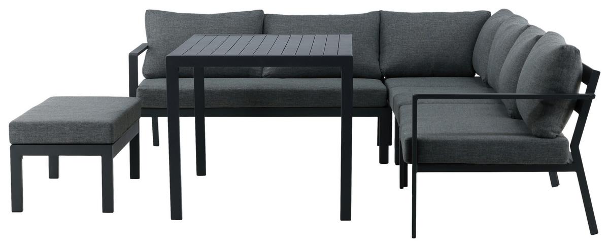 DINING-LOUNGESET RAMOS - Schwarz/Grau, KONVENTIONELL, Textil/Metall (294/210cm) - Gardenson