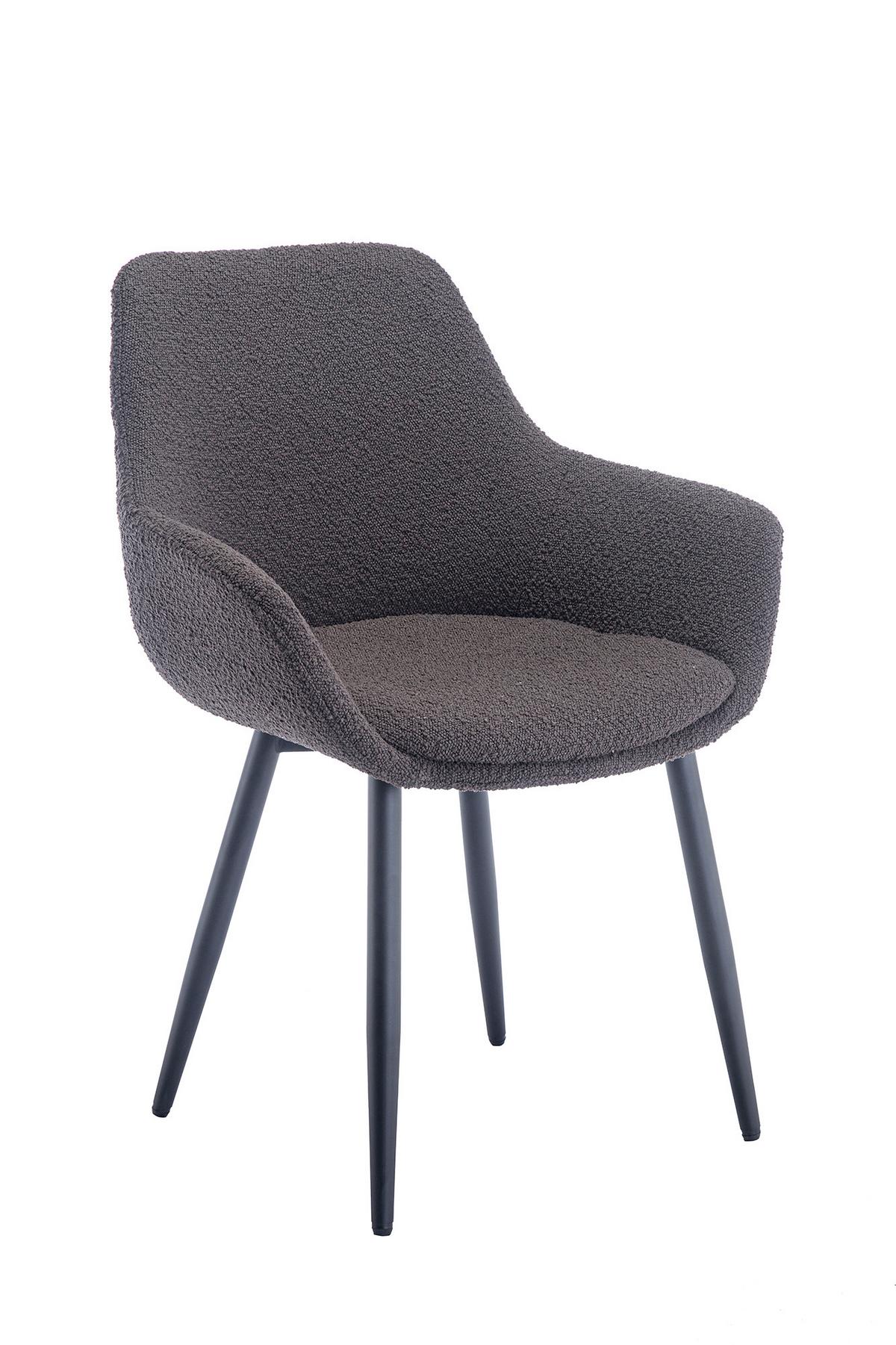 Set Stolov Bouclé, Antracit, 2-Delni - črna/antracit, Moderno, kovina/tekstil (64/86/59cm) - Livetastic