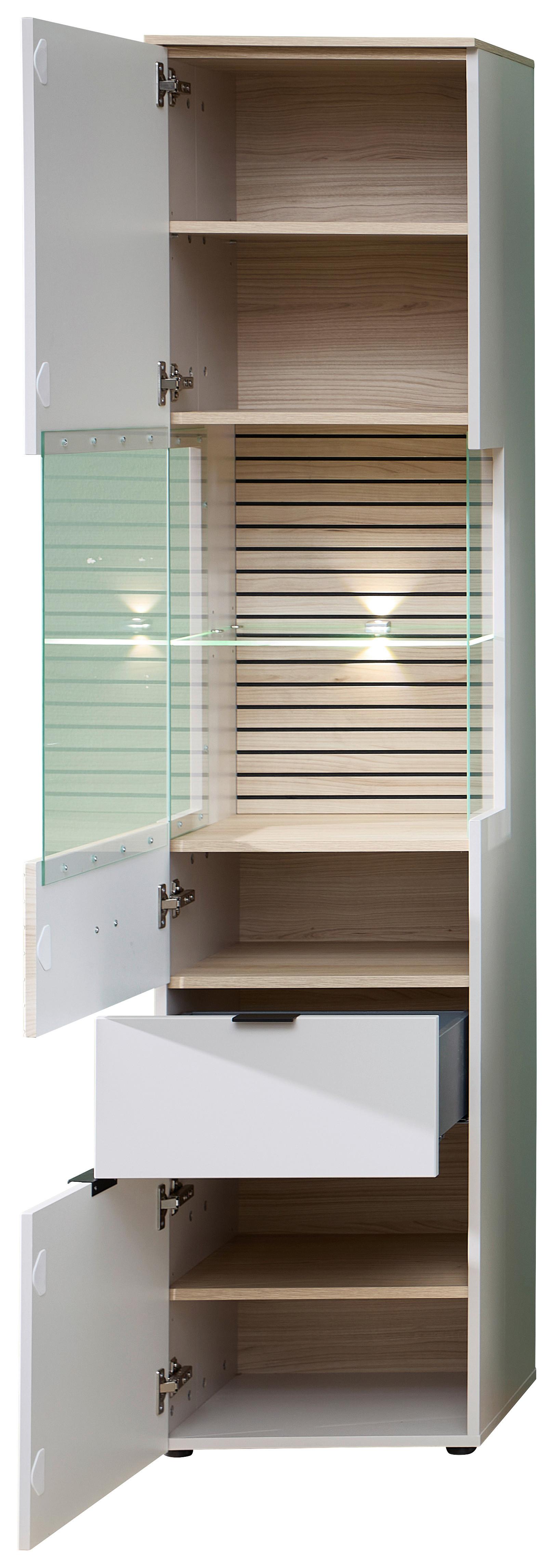 Vitrine Memphis Eichefarben/Kaschmir - Kaschmir/Eichefarben, MODERN, Holzwerkstoff/Metall (45/200/36cm) - Premium Living