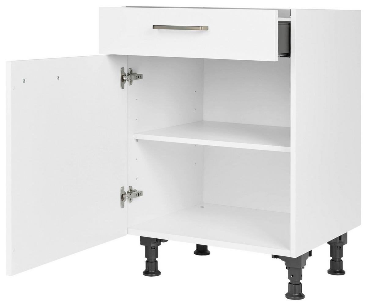 Kochfeldumbauschrank Touch Weiß - Edelstahlfarben/Weiß, MODERN, Holzwerkstoff/Metall (60/87/56cm) - Nobilia