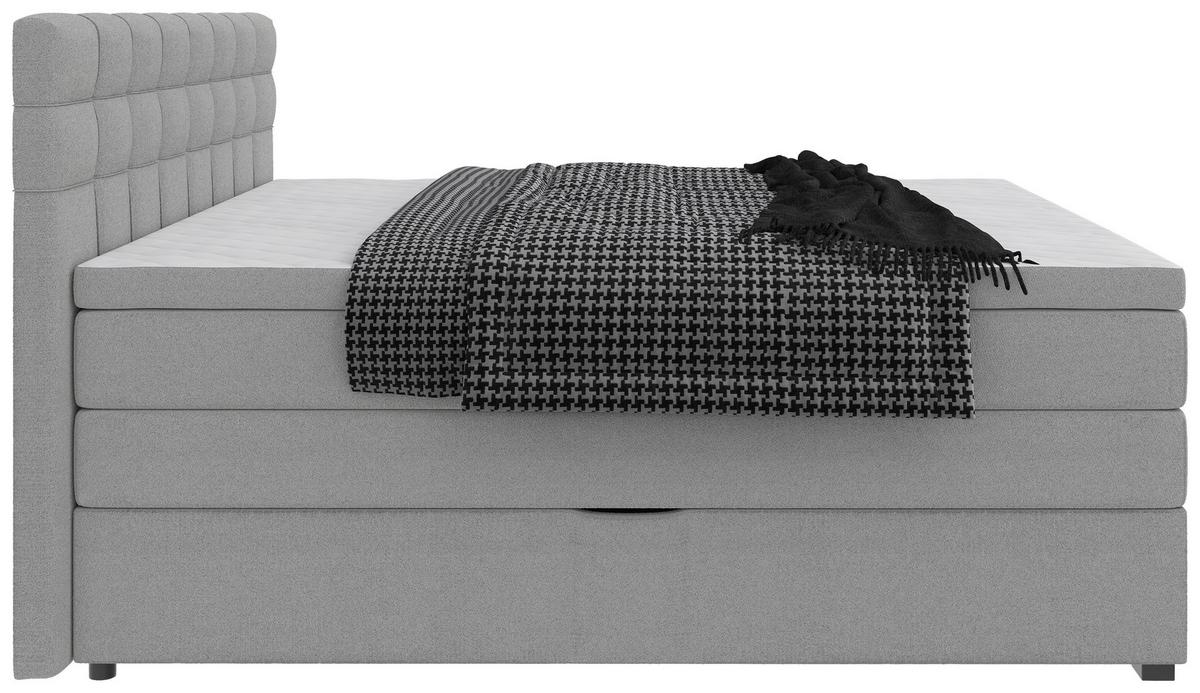 Boxspringbett Fano Grau ca. 200x200cm - Schwarz/Grau, Konventionell, Kunststoff/Textil (200/200cm) - Mömax