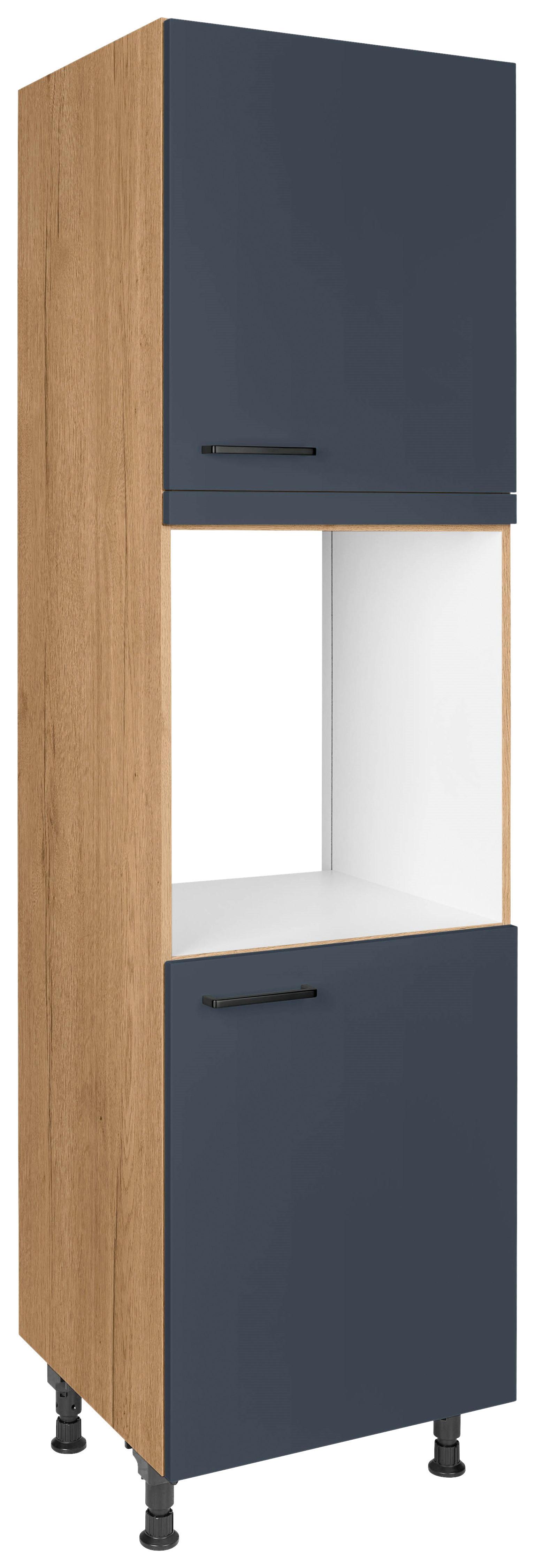 Geräteumbauschrank Easytouch Blau - Blau/Eichefarben, MODERN, Holzwerkstoff/Metall (60/216,6/58cm) - Nobilia