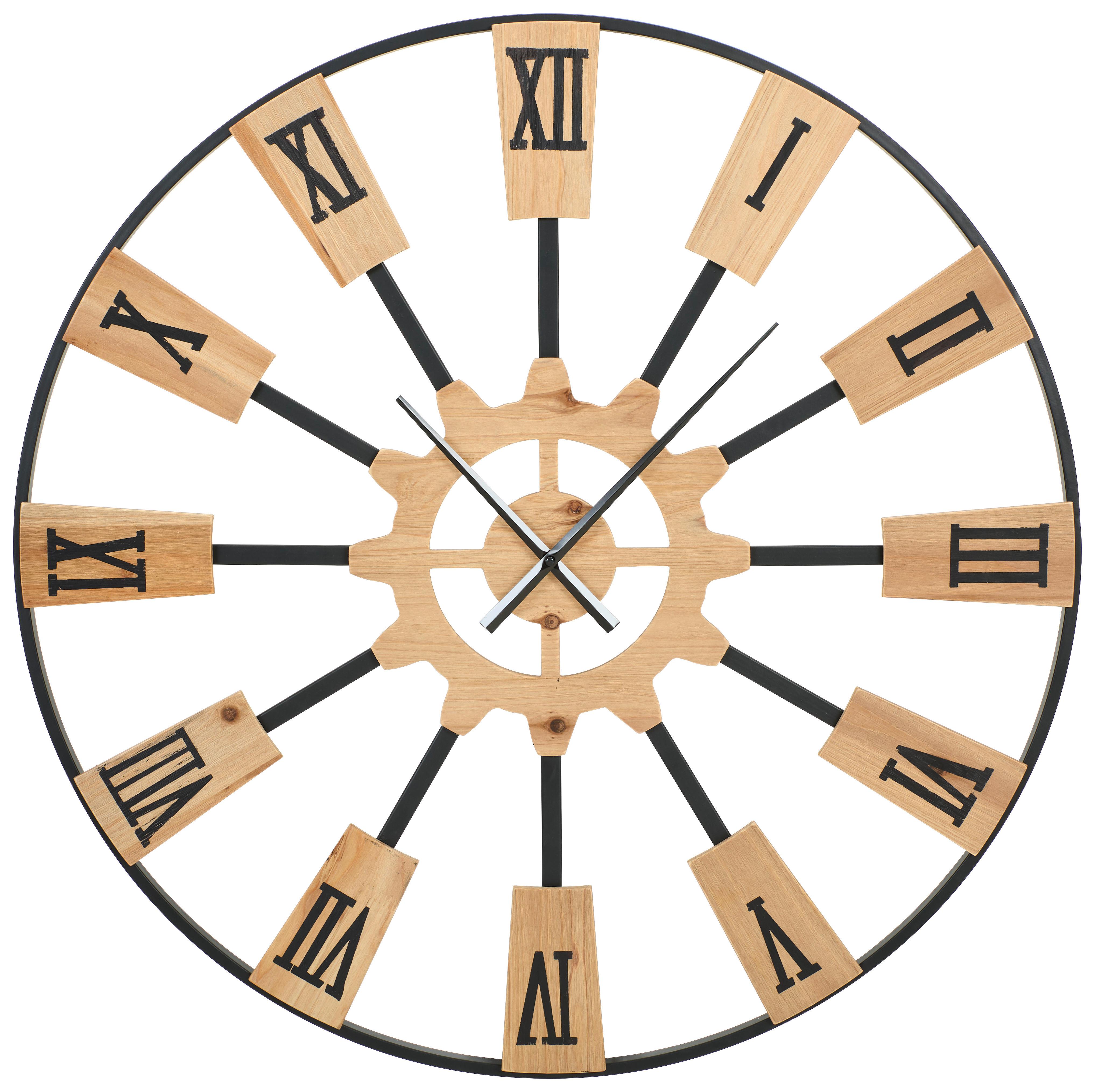ZEGAR ŚCIENNY GITTE - kolor naturalny/czarny, Lifestyle, metal/drewno (80,5/80,5/7cm) - Landscape