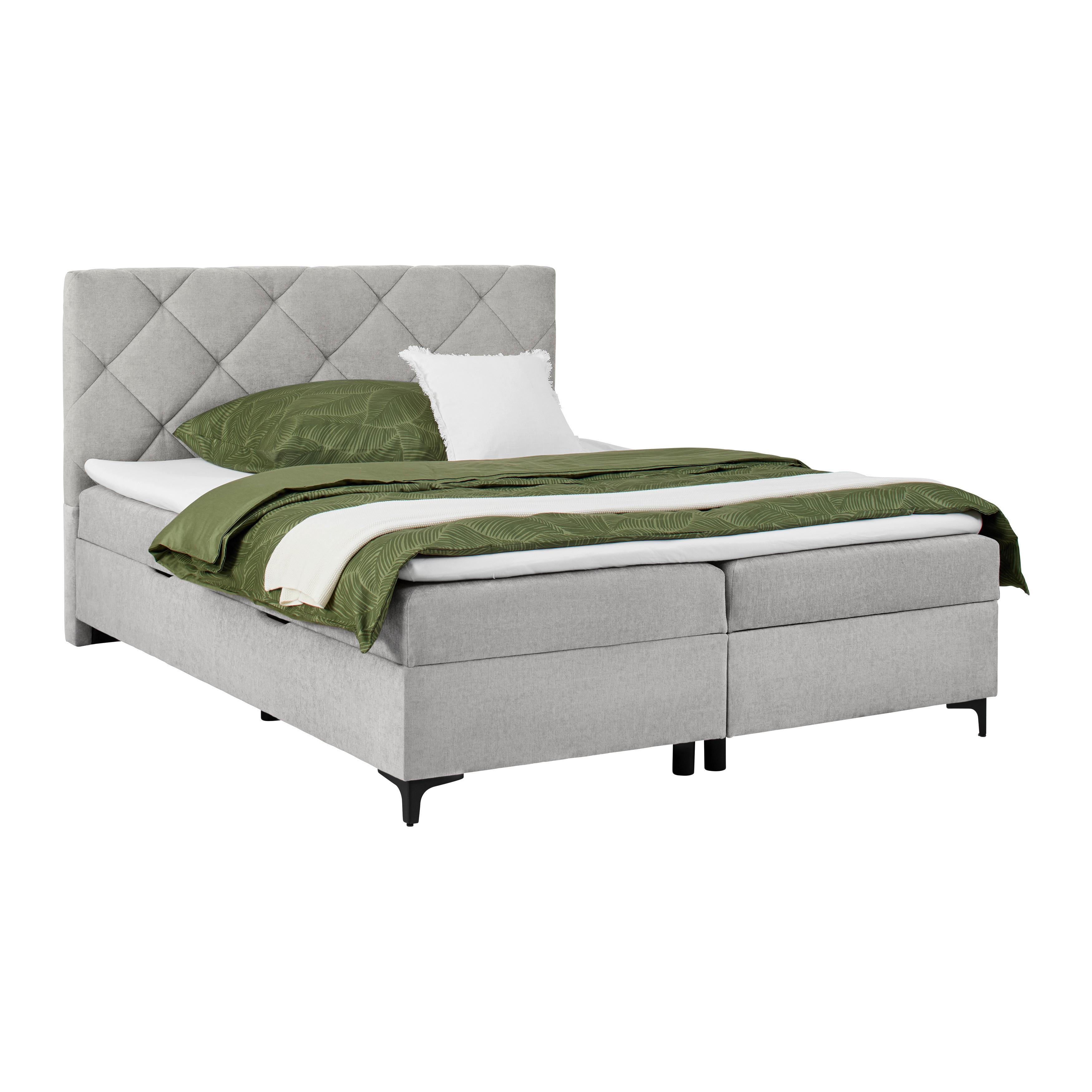 Boxbett Wind Hellgrau ca. 160x200cm - Hellgrau/Schwarz, KONVENTIONELL, Textil/Metall (160/200cm) - Mömax