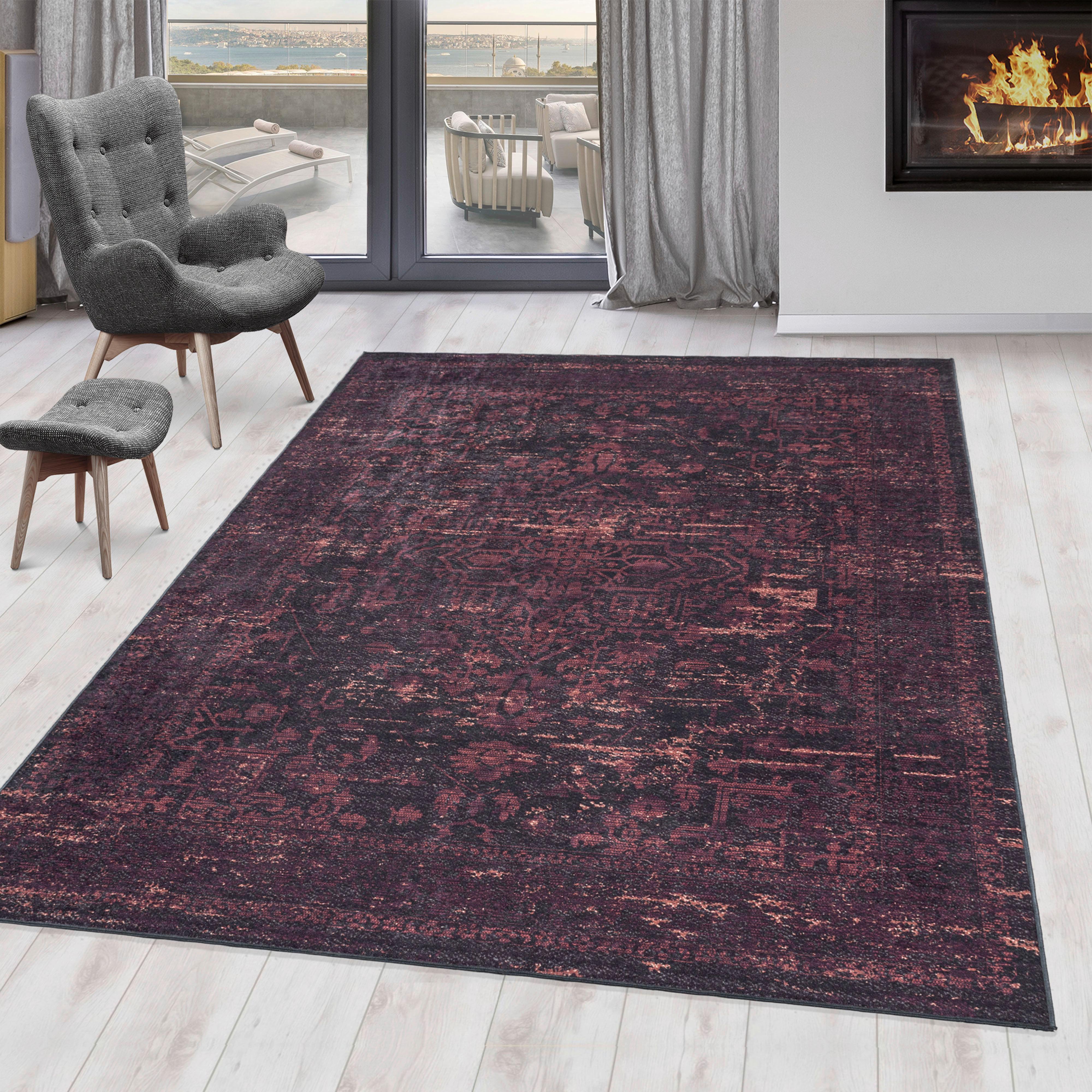 Flachwebeteppich Fiesta Rot/Schwarz ca. 200x290cm - Rot/Schwarz, Design, Textil (200/290cm) - Novel
