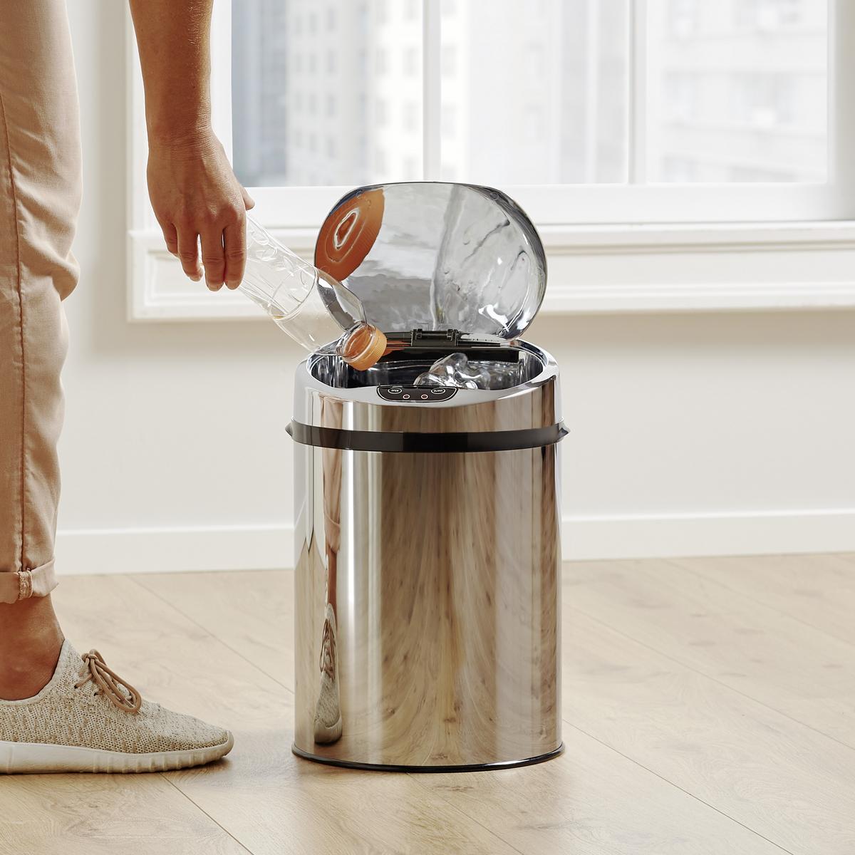 Koš Za Smeti Sensor, 9 L - barve nerjavečega jekla/črna, Trend, kovina/umetna masa (24,5/37,5cm) - Echtwerk