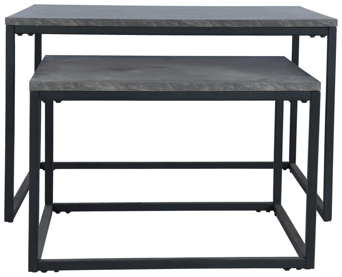 STOLIK KAWOWY CARRARA - czarny/szary, Design, materiał drewnopochodny/metal (80-60/80-60/50,5-40,5cm) - MID.YOU