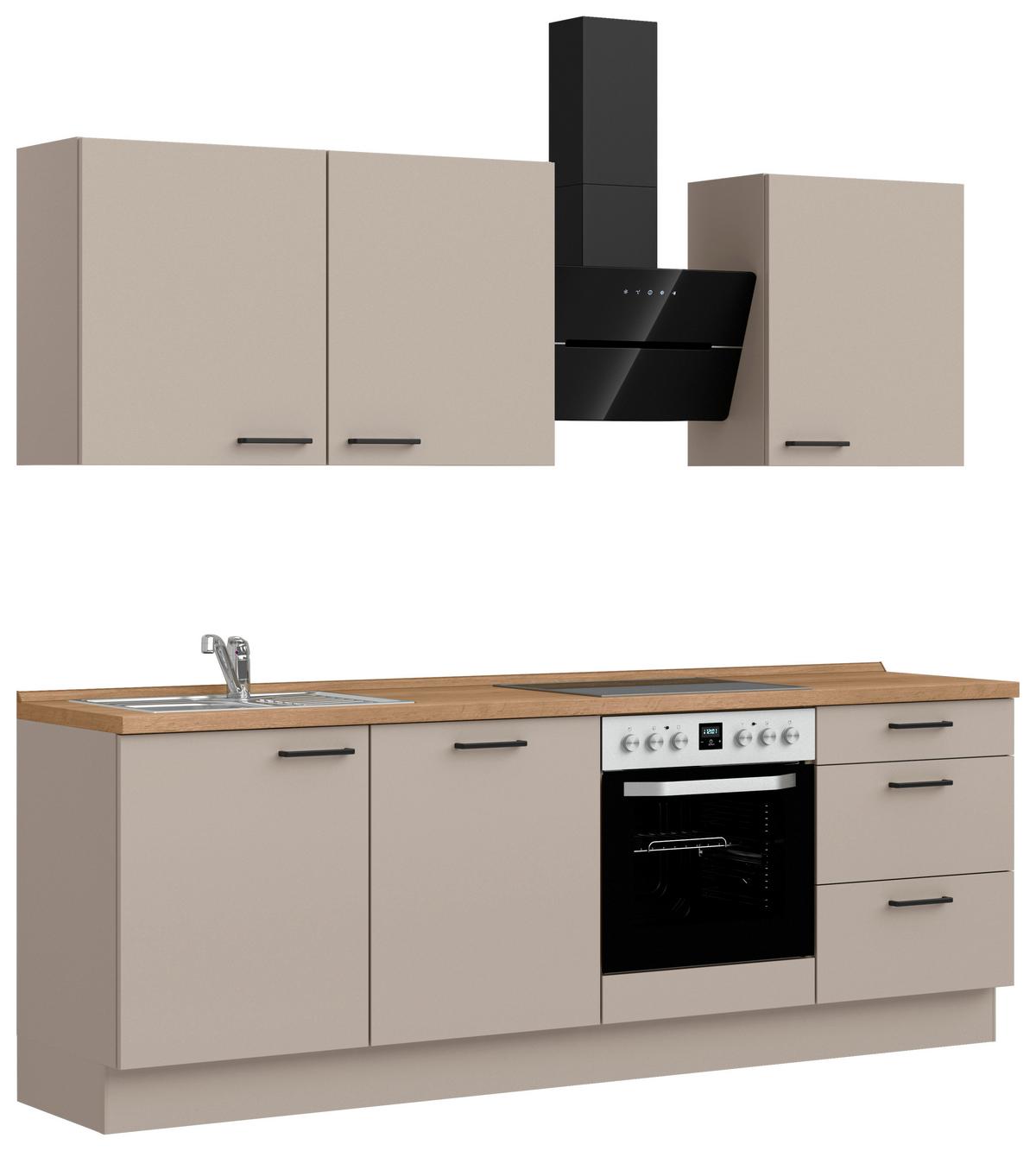 Küchenleerblock Easytouch High o. Geräte Sandfarben - Sandfarben/Eichefarben, MODERN, Holzwerkstoff/Metall (240cm) - Nobilia