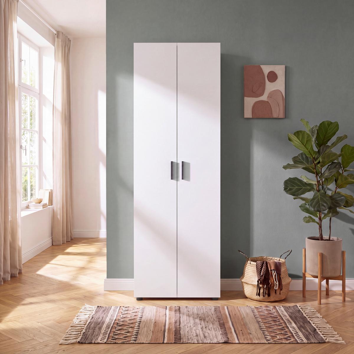 Ormar Charlie - bela, Konvencionalno, pločasti materijal/plastika (60/180/33,6cm) - Modern Living