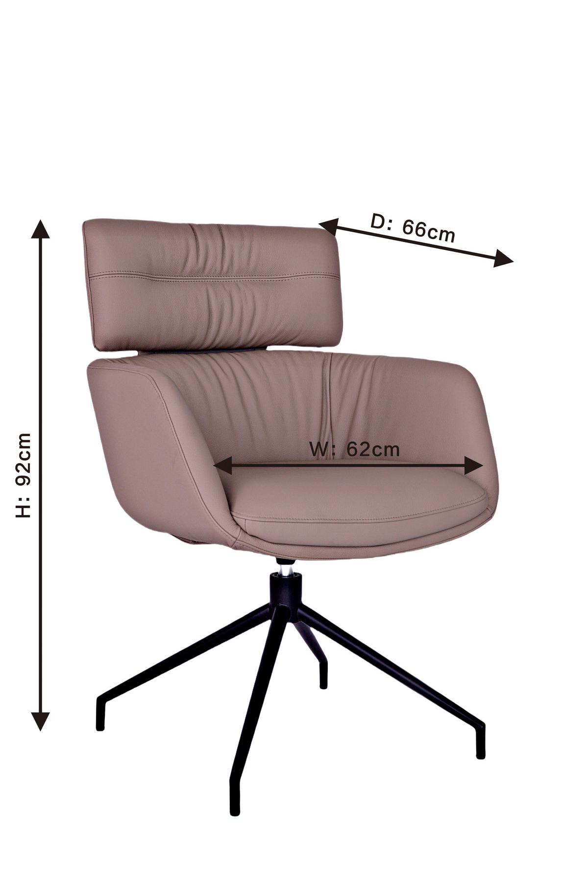 KRZESŁO Z PODŁOKIETNIKAMI PABLO -EXKLUSIV- - czarny/taupe, Design, skóra/metal (62/92/66cm) - Dieter Knoll